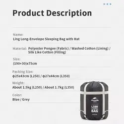 کیسه خواب الیاف نیچرهایک مدل L350 Cotton