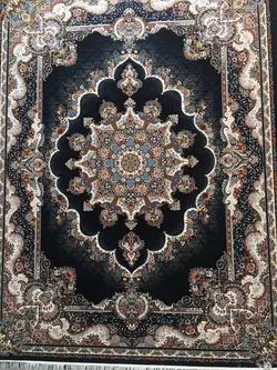 فرش 700 شانه نقشه نیلا زمینه سرمه ای بافت ممتاز