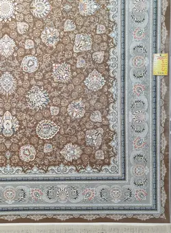 فرش 1500 شانه برجسته نقشه افشان کاملیا زمینه قهوه ای ☀️ ایران کارپت