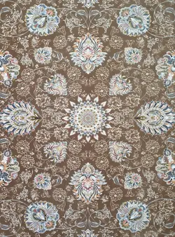فرش 1500 شانه برجسته نقشه افشان کاملیا زمینه قهوه ای ☀️ ایران کارپت