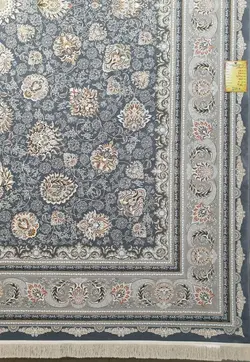 فرش 1500 شانه برجسته نقشه افشان کاملیا زمینه آبی ☀️ ایران کارپت
