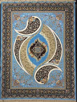 فرش 1200 شانه نقشه سناتور زمینه آبی ☀️ ایران کارپت