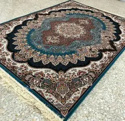 فرش 700 شانه نقشه ارکیده زمینه آبی ☀️ ایران کارپت