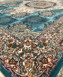 فرش 700 شانه نقشه نیلوفر زمینه آبی ☀️ ایران کارپت