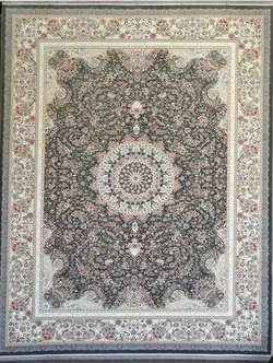 فرش 1200 شانه برجسته نقشه ترنج زمینه ذغالی ☀️ ایران کارپت