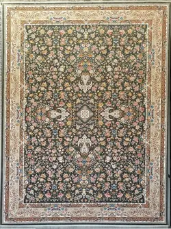 فرش 1200 شانه برجسته نقشه سعادت زمینه ذغالی ☀️ ایران کارپت
