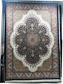 فرش 9 متری 1000 شانه نقشه سلطنتی کد 3002 زمینه سرمه ای ☀️ ایران کارپت