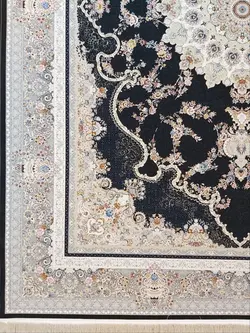 فرش 1500 شانه گل برجسته نقشه صدف زمینه ذغالی ☀️ ایران کارپت