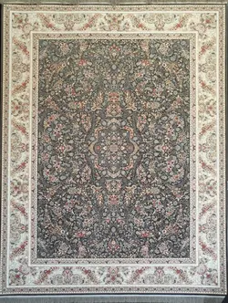 فرش 1200 شانه برجسته نقشه گل گندم زمینه ذغالی ☀️ ایران کارپت