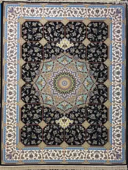 فرش 1200 شانه نقشه مهرگان زمینه سرمه ای ☀️ ایران کارپت