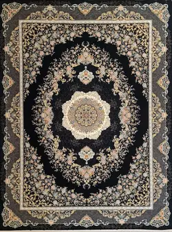 فرش 1200 شانه نقشه بهار زمینه سرمه ای ☀️ ایران کارپت