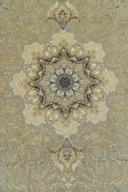 فرش 1200 شانه برجسته نقشه بنفشه زمینه نقره ای حاشیه کرم ☀️ ایران کارپت