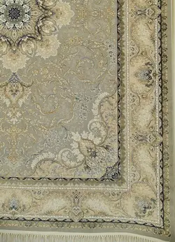 فرش 1200 شانه برجسته نقشه بنفشه زمینه نقره ای حاشیه کرم ☀️ ایران کارپت