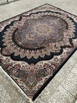 فرش 700 شانه نقشه ارکیده زمینه سرمه ای ☀️ ایران کارپت