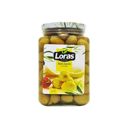 زیتون سبز شیشه ای لوراس مدل روغنی 900 گرم ترکیه