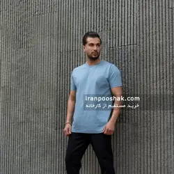 تیشرت ساده مردانه آبی آسمانی