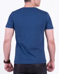 تیشرت ساده پنبه ای مردانه آبی نفتی