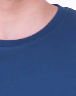 تیشرت ساده پنبه ای مردانه آبی نفتی