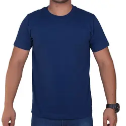 تیشرت ساده پنبه ای مردانه آبی نفتی