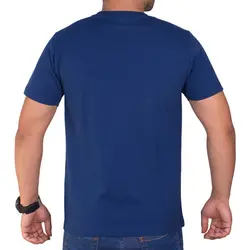 تیشرت ساده پنبه ای مردانه آبی نفتی
