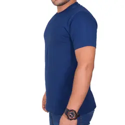 تیشرت ساده پنبه ای مردانه آبی نفتی