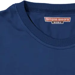 تیشرت ساده پنبه ای مردانه آبی نفتی