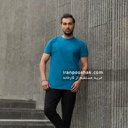 تیشرت ساده مردانه آبی ایتالیایی