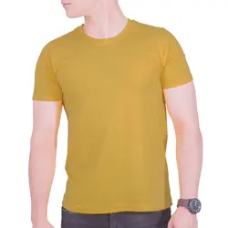 تیشرت ساده مردانه زرد خردلی