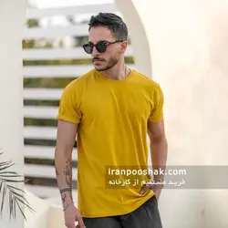 تیشرت ساده مردانه زرد خردلی