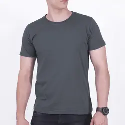 تیشرت ساده پنبه ای مردانه طوسی تیره
