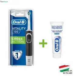 مسواک برقی اورال بی مدل D100 کراس اکشن مشکی+خمیر دندان اورالبی