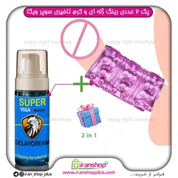 پک دوعددی رینگ خاردار ژله ای آلت تناسلی قابل شستشو برند دورکس وکرم تاخیری بدون بی حسی VIGA ویگا دوز 10میلیون