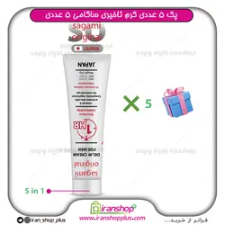 پک جنسی 5 عددی شامل کرم تاخیری ساگامی ژاپن SAGAMI ORIGINAL DELAY CREAM وزن 30 گرمی 5 عددی