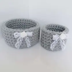 سبد قلاب بافی تریکو مدل گندمی مجموعه 2 عددی (تضمین اصالت و سلامت کالا)