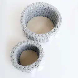 سبد قلاب بافی تریکو مدل گندمی مجموعه 2 عددی (تضمین اصالت و سلامت کالا)