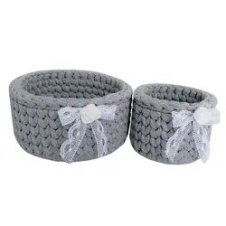 سبد قلاب بافی تریکو مدل گندمی مجموعه 2 عددی (تضمین اصالت و سلامت کالا)