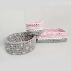 سبد قلاب بافی تریکو مدل کودک مجموعه 3 عددی (تضمین اصالت و سلامت کالا)