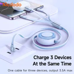 کابل سه سر مک دودو Mcdodo CA-3570 توان 15 وات و طول 1.2متر (پلمپ کمپانی، 100% اورجینال، ضمانت اصالت و گارانتی تعویض)