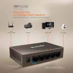 سوئیچ شبکه 5 پورت تندا مدل Tenda TEF1005D