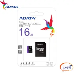 کارت حافظه‌ میکرو مدل Adata Premier microSDHC ظرفیت 16 گیگابایت ای دیتا سرعت 80MBps به همراه با آداپتور SD