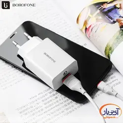 شارژر دیواری فست شارژ Borofone مدل BA21A خروجی 3 آمپر به همراه کابل اندرویدی
