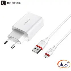 شارژر دیواری فست شارژ Borofone مدل BA21A خروجی 3 آمپر به همراه کابل اندرویدی
