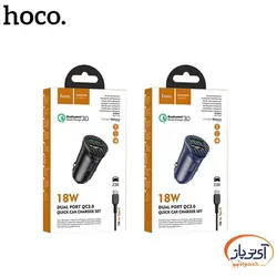 شارژر فست فندکی هوکو مدل Z39 دو پورت به همراه کابل Type-C