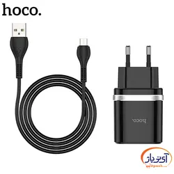 شارژر دیواری تک پورت هوکو مدل C12Q خروجی 18 وات به همراه کابل microUSB