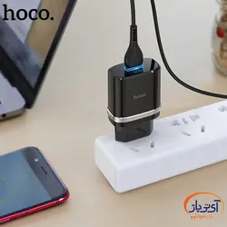 شارژر دیواری تک پورت هوکو مدل C12Q خروجی 18 وات به همراه کابل microUSB