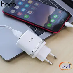 شارژر دیواری تک پورت هوکو مدل C12Q خروجی 18 وات به همراه کابل microUSB