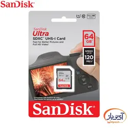 کارت حافظه SDXC U1 سن دیسک ظرفیت 64 گیگابایت سرعت 120MB/s