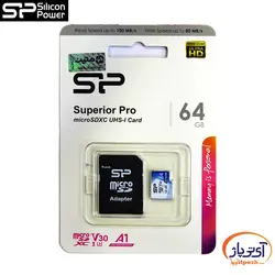 کارت حافظه microSDXC U3 ظرفیت 64 گیگابایت سیلیکون پاور Superior سرعت 100MB/s