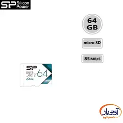کارت حافظه microSDXC ظرفیت 128 گیگابایت سیلیکون پاور سرعت 85MB/s رنگی