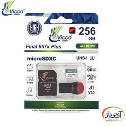 کارت حافظه microSD A1 U3 V30 ظرفیت 256 گیگابایت ویکومن سرعت 90m/s + رم ریدر و خشاب